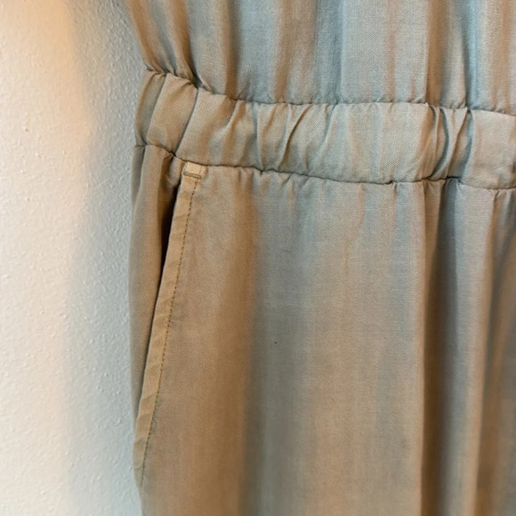 Bella Dahl Tarsha Cross Back Jumpsuit NWOT Small Olive Tie Waist Trim Detail - Picture 6 of 15